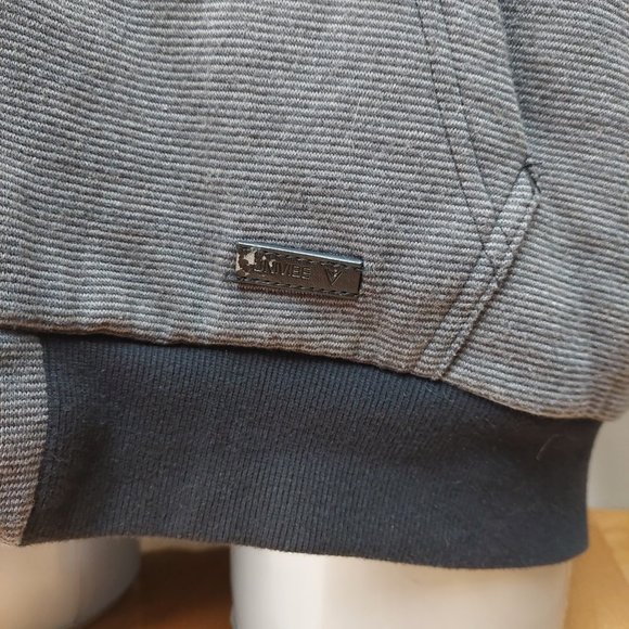 UNIVIBE Fuzzy Sherpa Lined Full Zip Jacket Grey Stripe Black Accent Men's Large - Picture 7 of 11